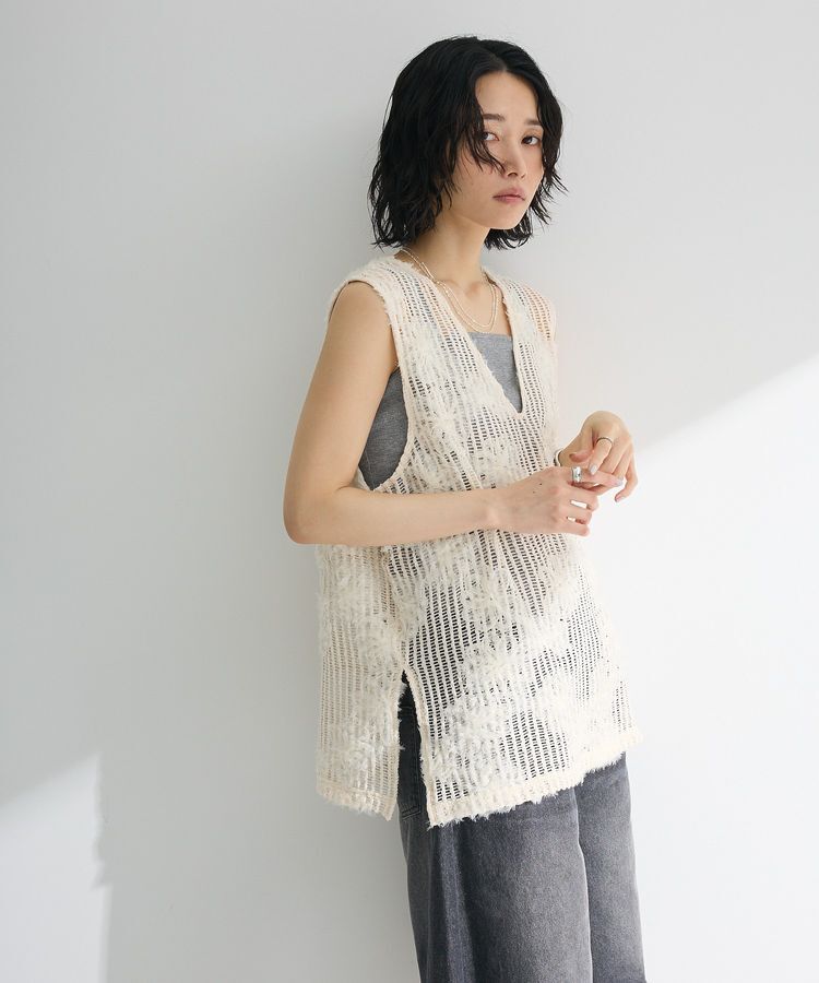 Green Parks「テープ刺繍レースベスト」|ベスト・ジレ|