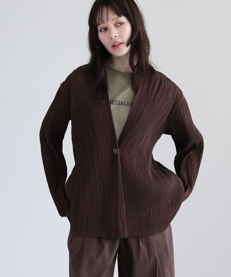 Green Parks「・ELENCARE DUE プリーツノーカラージャケット」|テーラードジャケット|