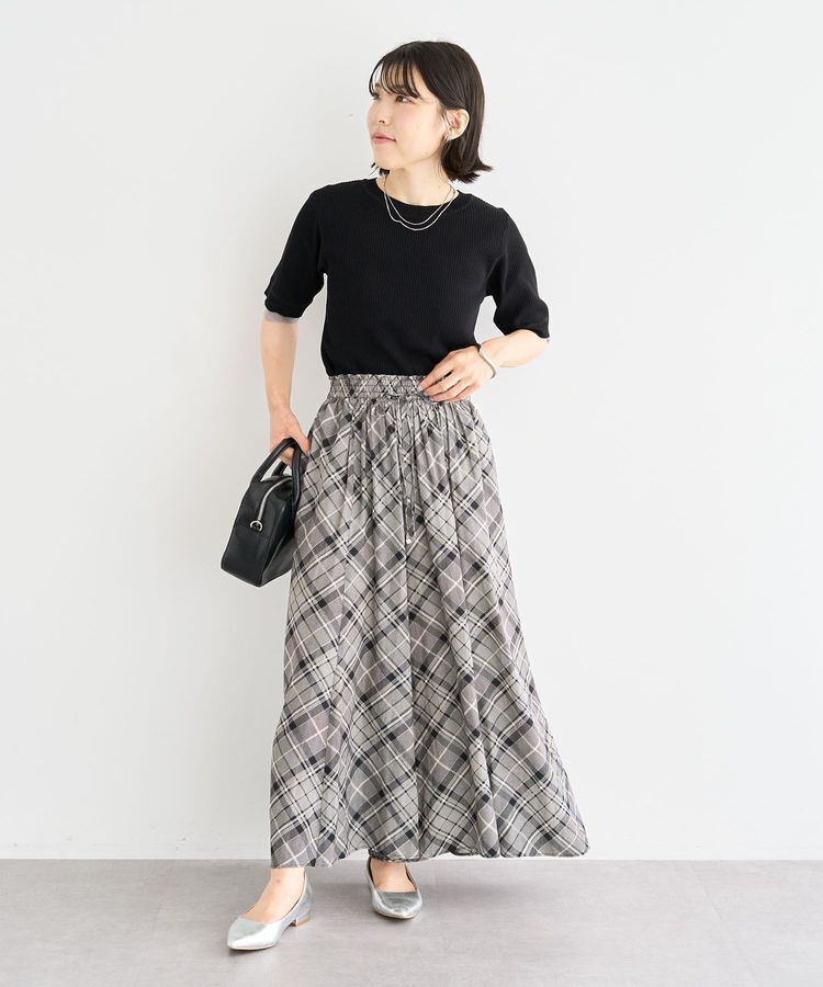 Green Parks「袖レイヤー5分袖ニットプルオーバー」|ニット・セーター|