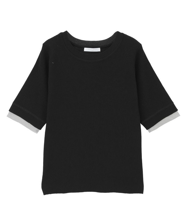 Green Parks「袖レイヤー5分袖ニットプルオーバー」|ニット・セーター|