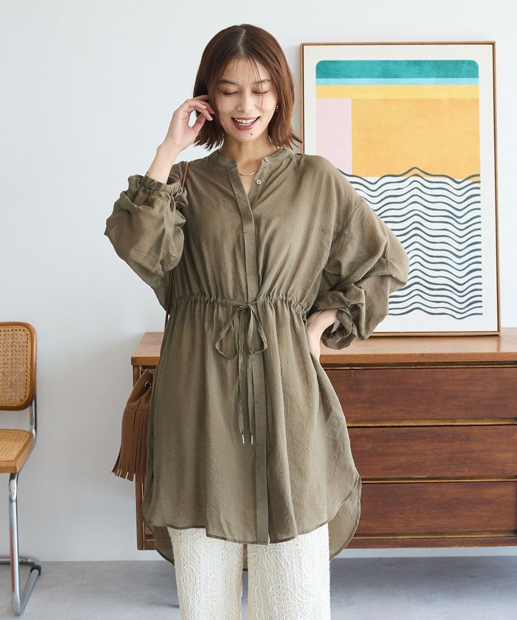 Green Parks「バンドカラー比翼タック袖チュニック」|チュニック|