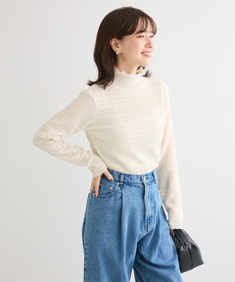 Green Parks「・Petit Fleur ジャガードハイネックロンTEE」|Tシャツ・カットソー|Off White