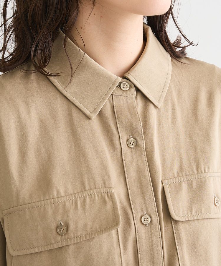 Green Parks「・SUGAR SPOON サテンオーバーシャツ」|シャツ・ブラウス|