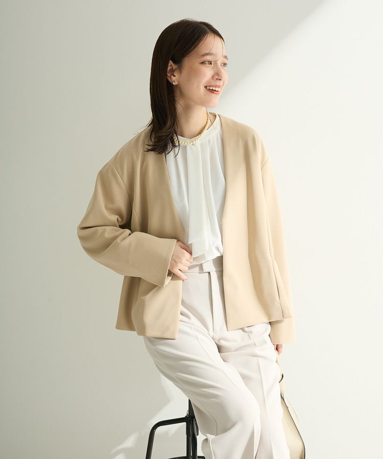 Green Parks「O.洗えてストレッチ ノーカラージャケット」|テーラードジャケット|