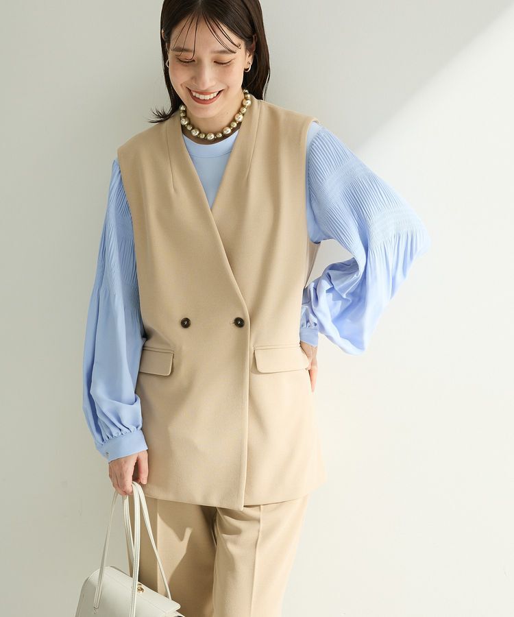 Green Parks「O.洗えてストレッチ Wボタンベスト」|ベスト・ジレ|