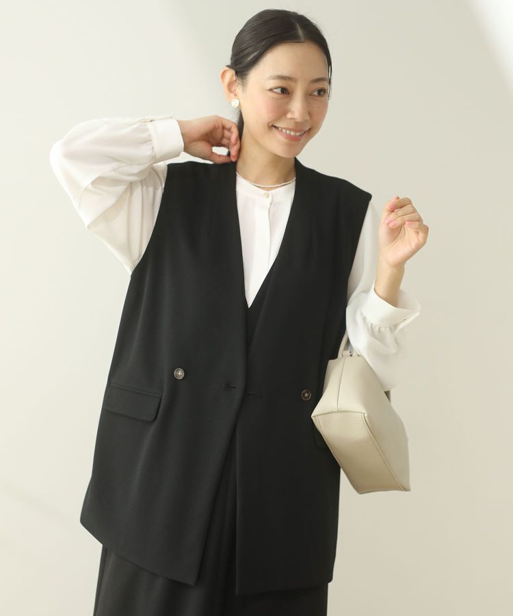 Green Parks「O.洗えてストレッチ Wボタンベスト」|ベスト・ジレ|