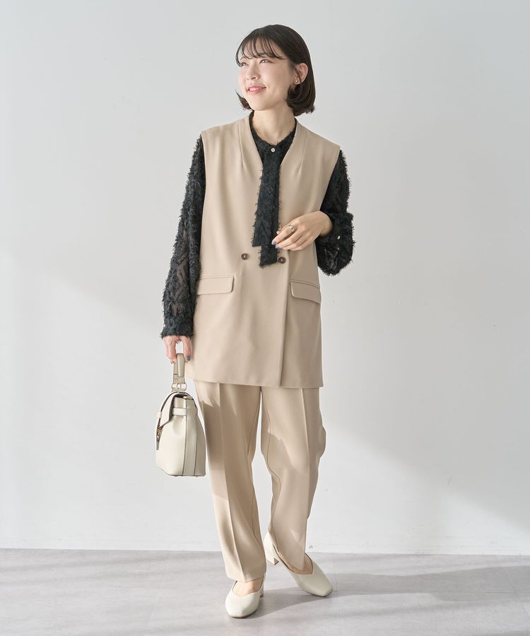 Green Parks「O.洗えてストレッチ Wボタンベスト」|ベスト・ジレ|