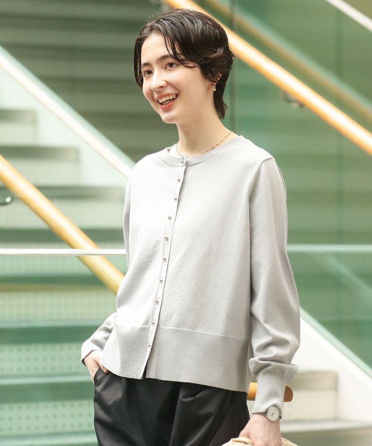 Green Parks「金釦コンパクトニットカーディガン」|カーディガン|Light Gray