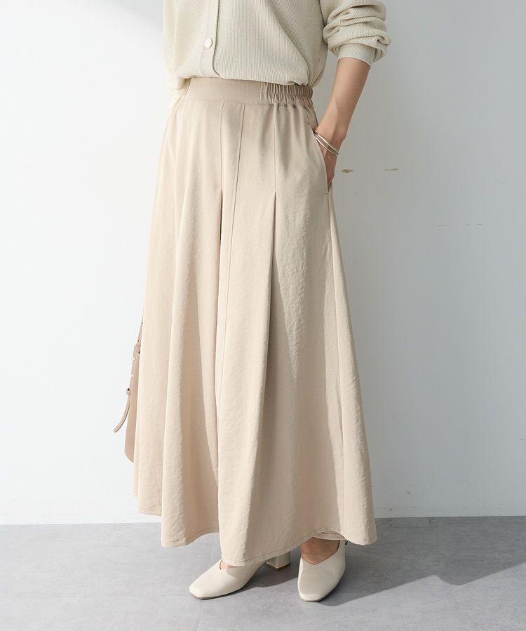 Green Parks「プリーツサテンフレアスカート」|フレア|