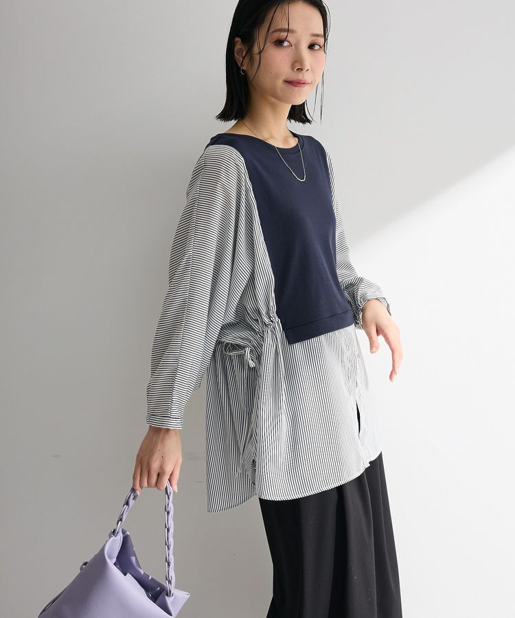 Green Parks「脇リボンドッキングチュニック」|Tシャツ・カットソー|