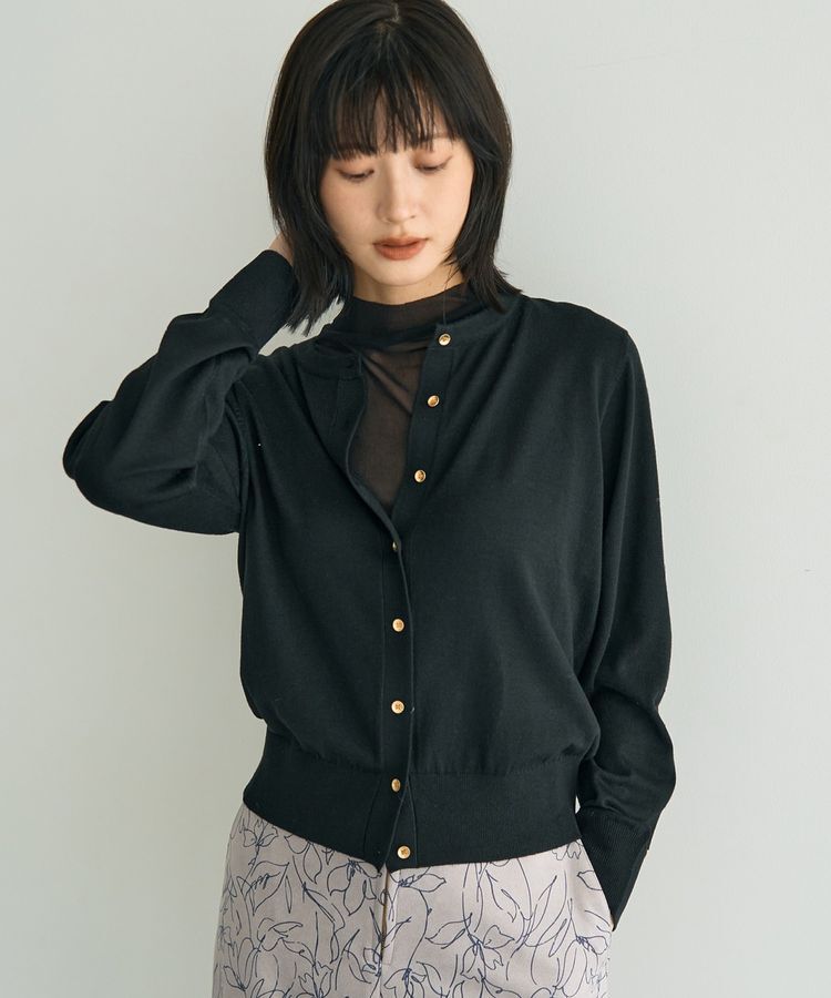 YECCA VECCA「金釦クルーネックカーディガン」|カーディガン|Black