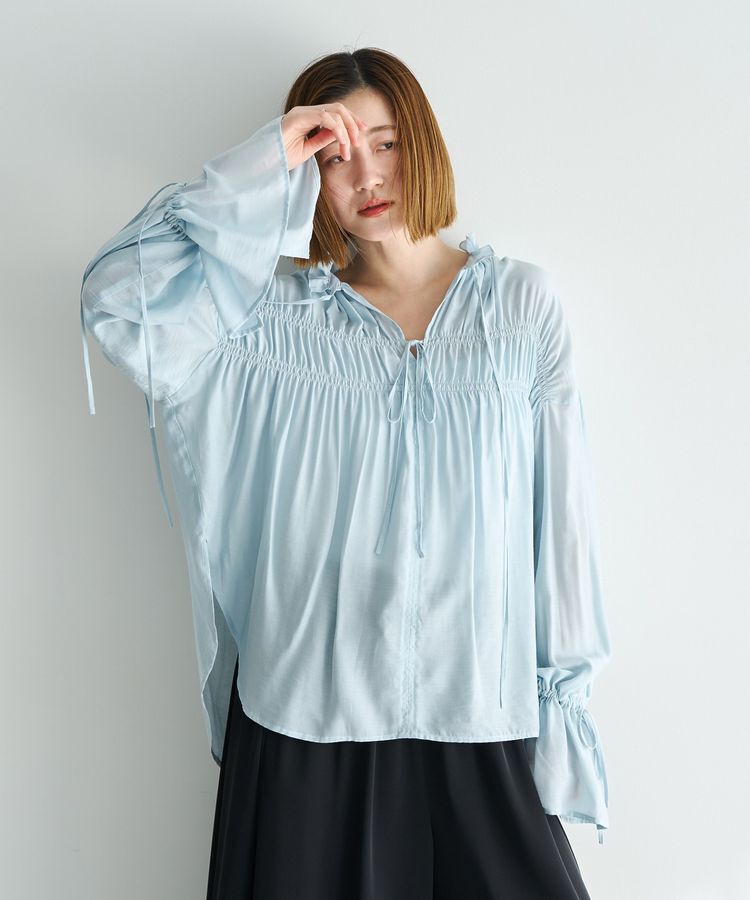 Editt by YECCA VECCA「シャーリングギャザーリボンブラウス」|シャツ・ブラウス|
