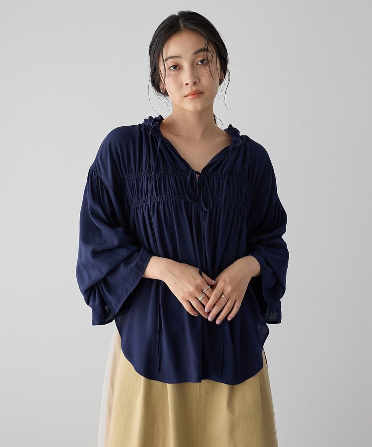 Editt by YECCA VECCA「シャーリングギャザーリボンブラウス」|シャツ・ブラウス|
