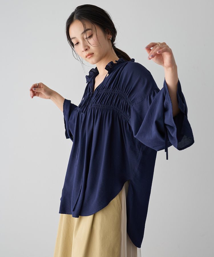 Editt by YECCA VECCA「シャーリングギャザーリボンブラウス」|シャツ・ブラウス|