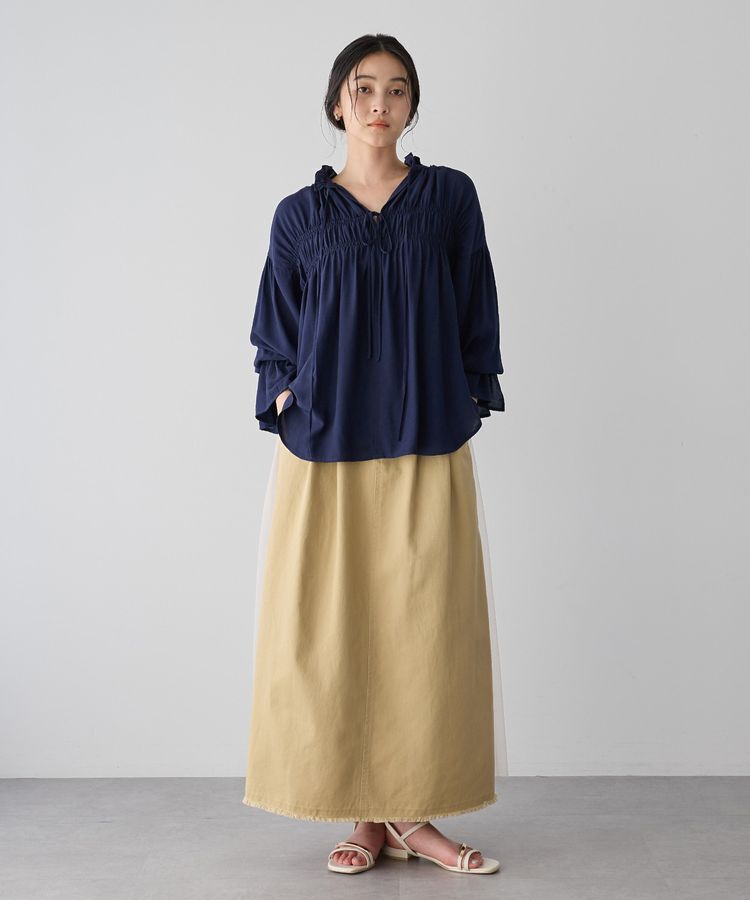 Editt by YECCA VECCA「シャーリングギャザーリボンブラウス」|シャツ・ブラウス|