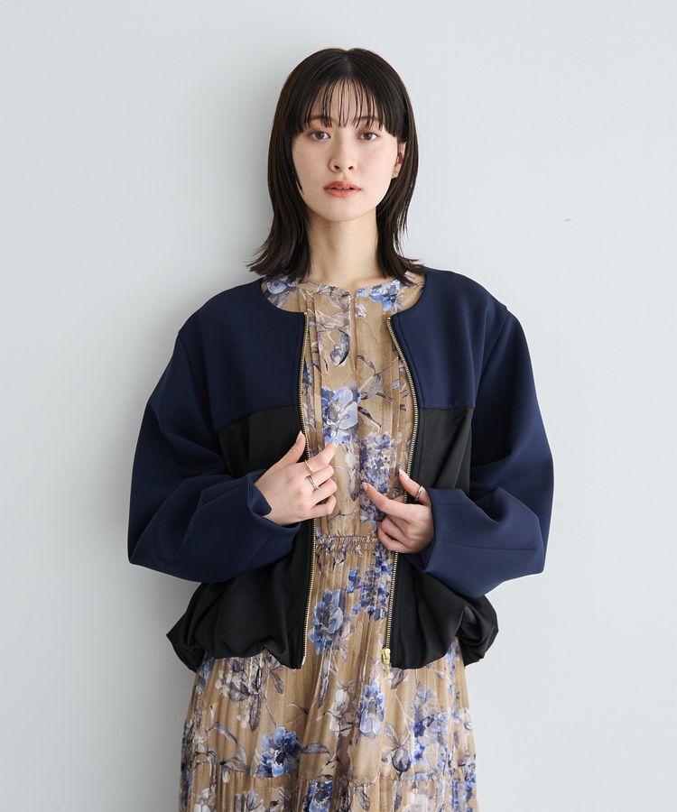 YECCA VECCA「異素材MIXバルーンブルゾン」|ブルゾン・スタジャン|