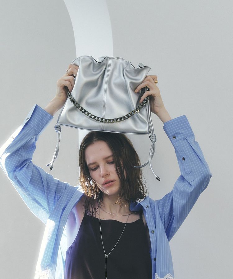 YECCA VECCA「2wayチェーンギャザーバッグ」|ハンドバッグ|Silver