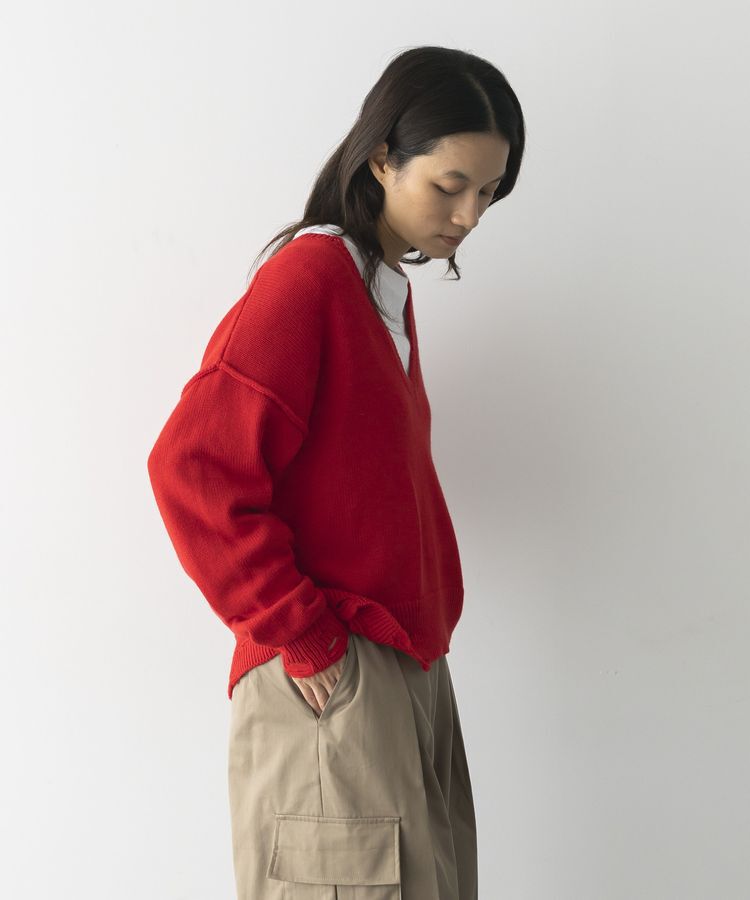 GARAGE OF GOOD CLOTHING「Vネックダメージショートニットプルオーバー」|ニット・セーター|
