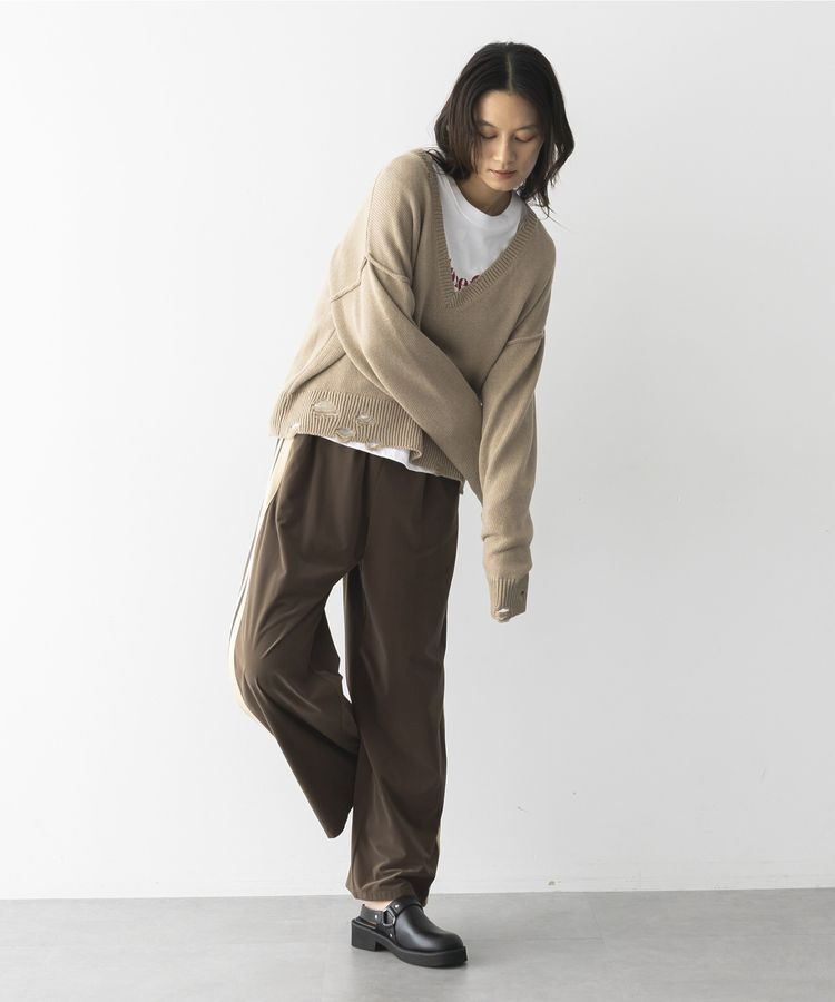 GARAGE OF GOOD CLOTHING「Vネックダメージショートニットプルオーバー」|ニット・セーター|