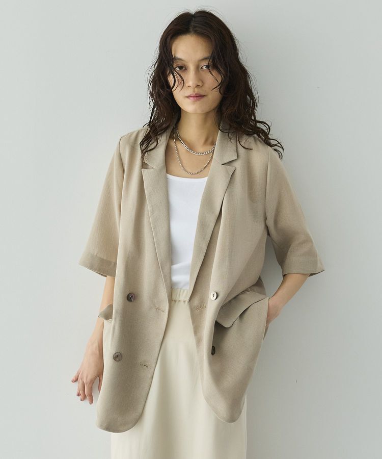 GARAGE OF GOOD CLOTHING「シアーメッシュハーフスリーブジャケット」|テーラードジャケット|Beige