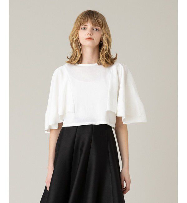 LOULOU WILLOUGHBY「【LOULOU WILLOUGHBY】ミニ丈フレアスリーブプルオーバー」|ニット・セーター|オフホワイト