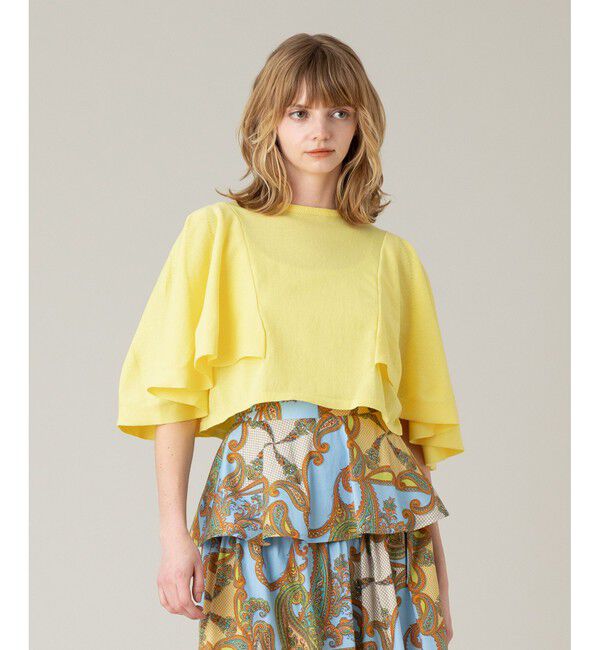 LOULOU WILLOUGHBY「【LOULOU WILLOUGHBY】ミニ丈フレアスリーブプルオーバー」|ニット・セーター|