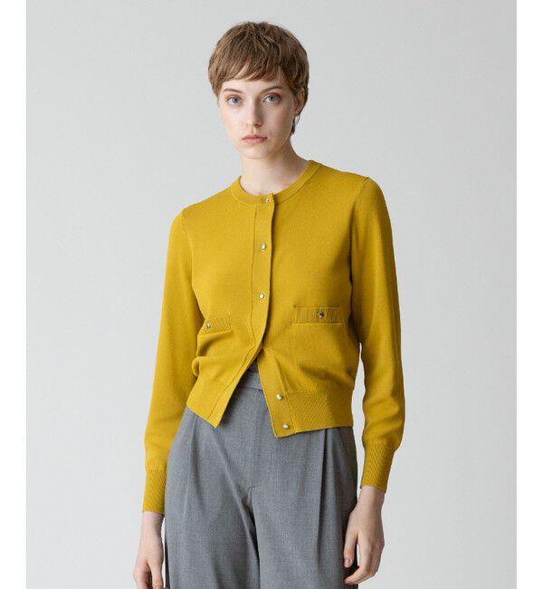 allureville「◇ ポケットクルーカーディガン」|カーディガン|イエロー