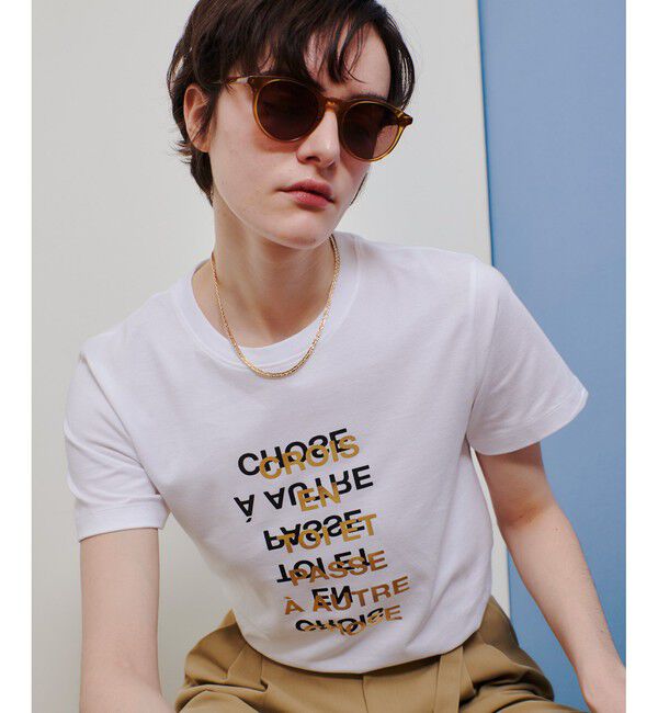 allureville「メタリックレイヤードロゴＴシャツ」|その他|オフホワイト