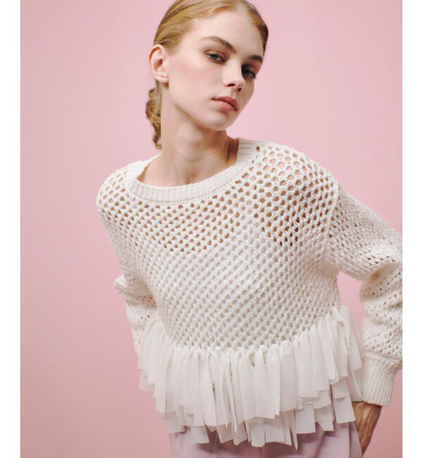 LOULOU WILLOUGHBY「【LOULOU WILLOUGHBY】シフォンパピエメッシュプルオーバー」|ニット・セーター|