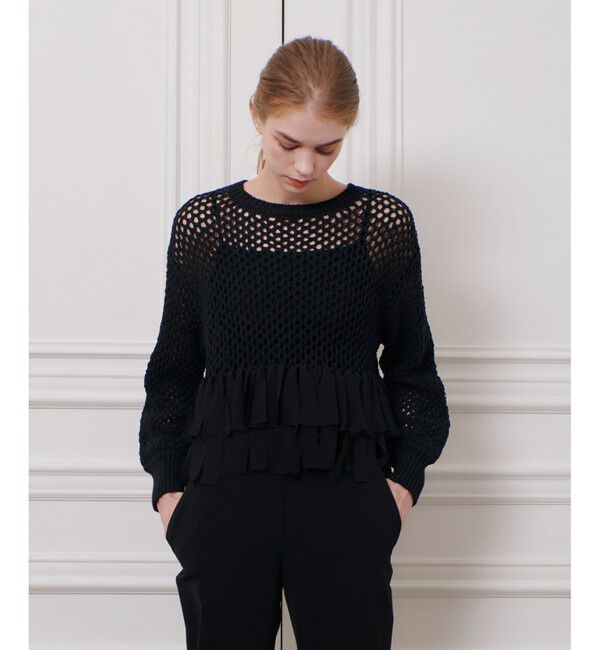 LOULOU WILLOUGHBY「【LOULOU WILLOUGHBY】シフォンパピエメッシュプルオーバー」|ニット・セーター|