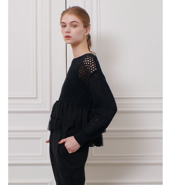 LOULOU WILLOUGHBY「【LOULOU WILLOUGHBY】シフォンパピエメッシュプルオーバー」|ニット・セーター|