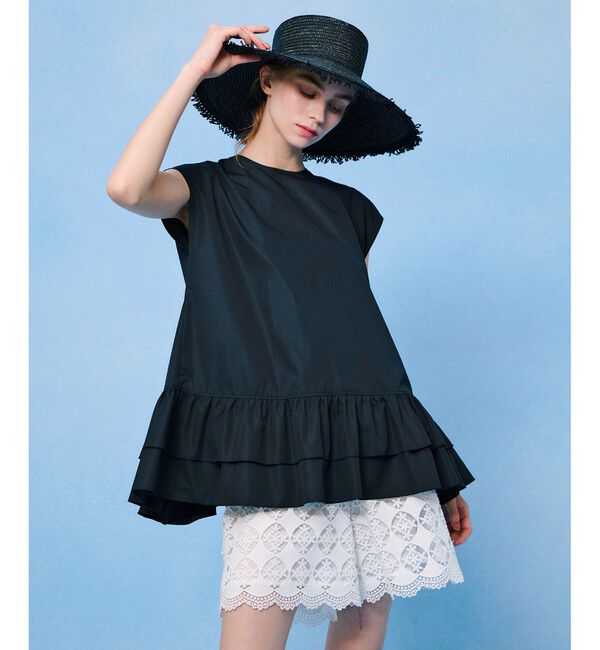 LOULOU WILLOUGHBY「【LOULOU WILLOUGHBY】ブロードフリルブラウス」|シャツ・ブラウス|ブラック