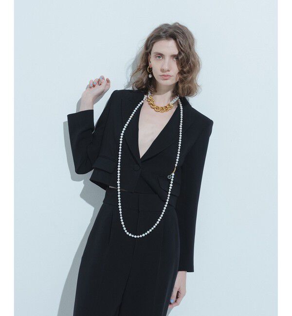 LOULOU WILLOUGHBY「【LOULOU WILLOUGHBY】ダブルクロスショートジャケット」|テーラードジャケット|ブラック