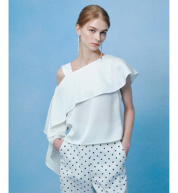 LOULOU WILLOUGHBY「【LOULOU WILLOUGHBY】アシメフリルオフショルブラウス」|シャツ・ブラウス|