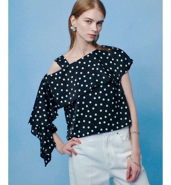 LOULOU WILLOUGHBY「【LOULOU WILLOUGHBY】アシメフリルオフショルブラウス」|シャツ・ブラウス|