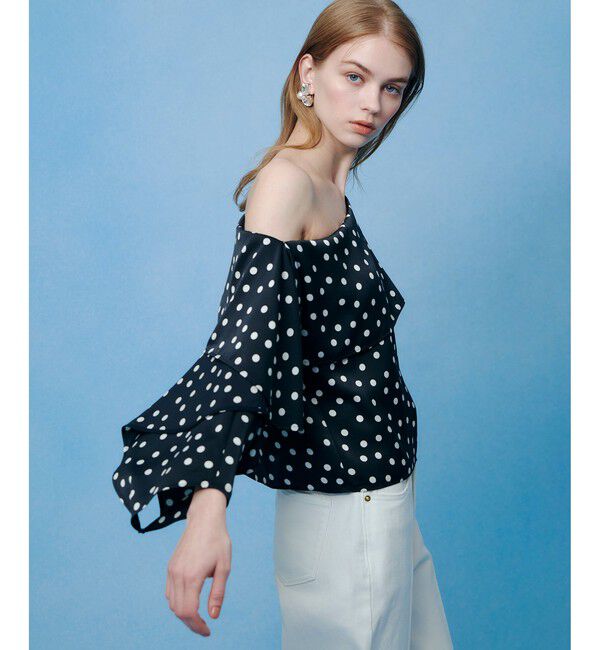 LOULOU WILLOUGHBY「【LOULOU WILLOUGHBY】アシメフリルオフショルブラウス」|シャツ・ブラウス|