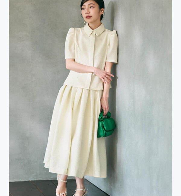 ur's「【yukiさんコラボアイテム】ふくれジャガードハイウエストタックフレアスカート」|スカート|