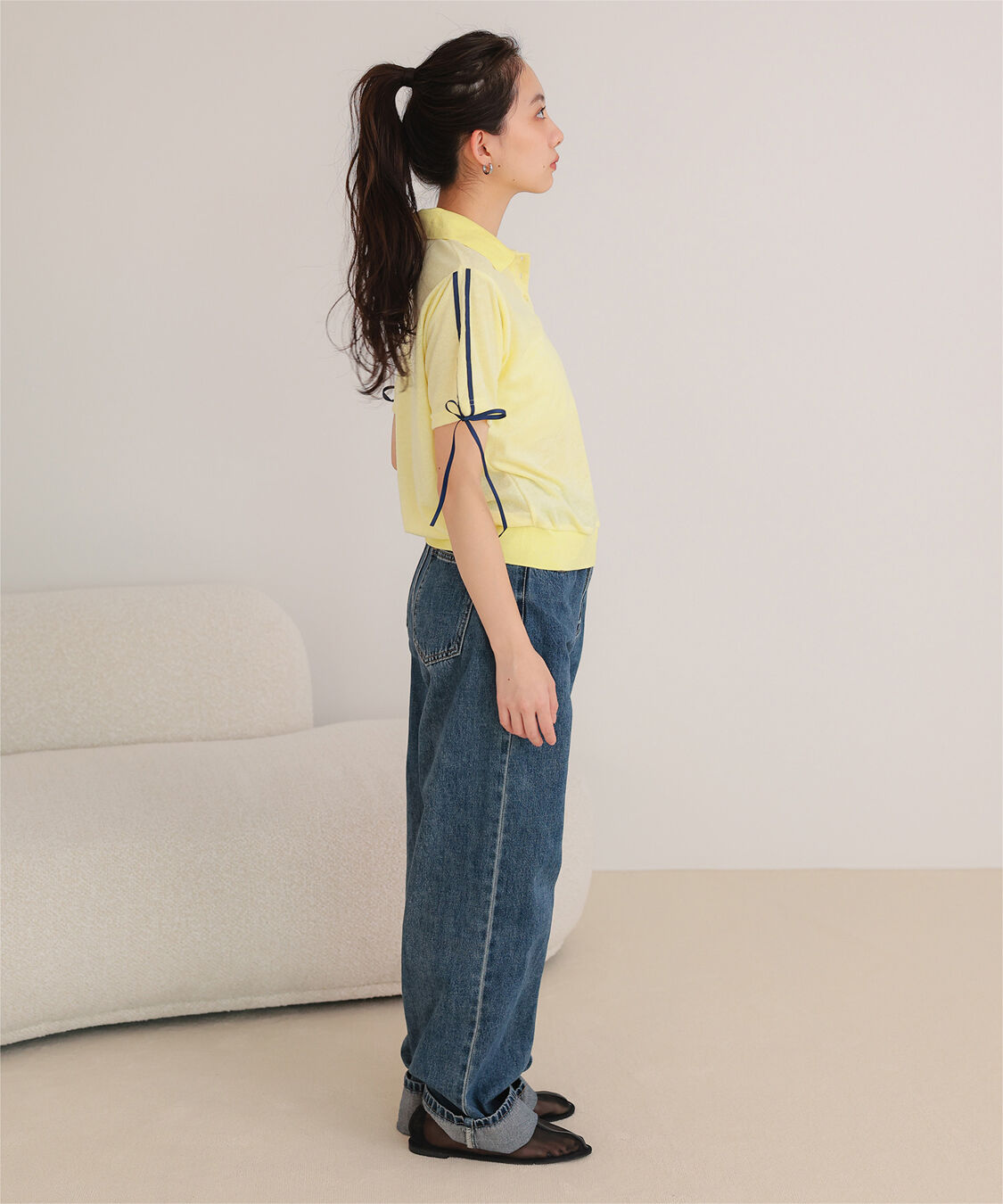 miette「配色リボンパイルトップス」|Tシャツ・カットソー|