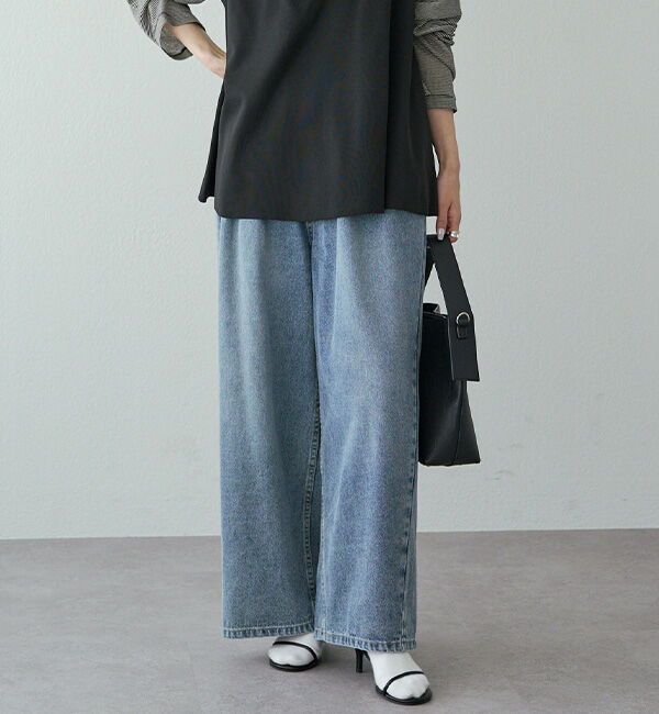  「ヴィンテージライクデニムイージーパンツ」|その他|ブルー