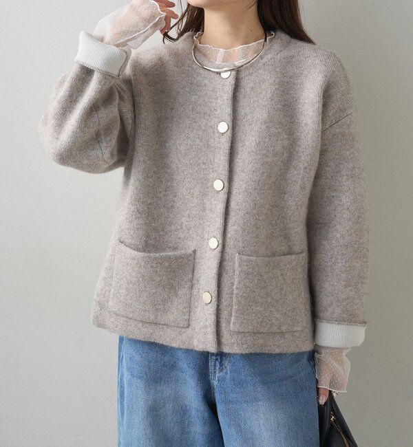  「Wフェイスニットノーカラージャケット」|テーラードジャケット|