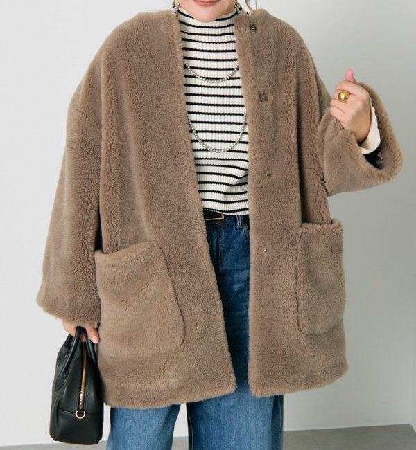  「リサイクルボアノーカラーコート」|ノーカラーコート|