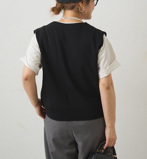  「【手洗い可能】ミラノリブニットジレベスト」|ニット・セーター|