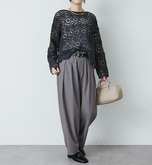  「【リニューアル】ツータックウエストゴムストレッチパンツ」|スラックス|