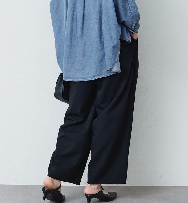  「【リニューアル】ツータックウエストゴムストレッチパンツ」|スラックス|