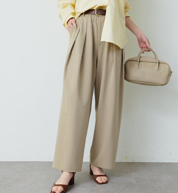  「【リニューアル】ツータックウエストゴムストレッチパンツ」|スラックス|