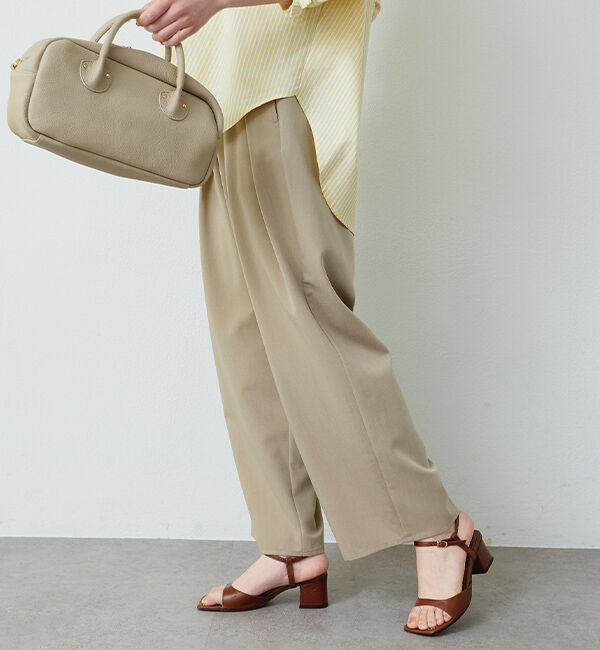  「【リニューアル】ツータックウエストゴムストレッチパンツ」|スラックス|