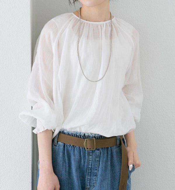  「ストライプラミーシャーリングカフブラウス」|プルオーバー|ホワイト系その他