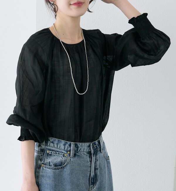  「ストライプラミーシャーリングカフブラウス」|プルオーバー|