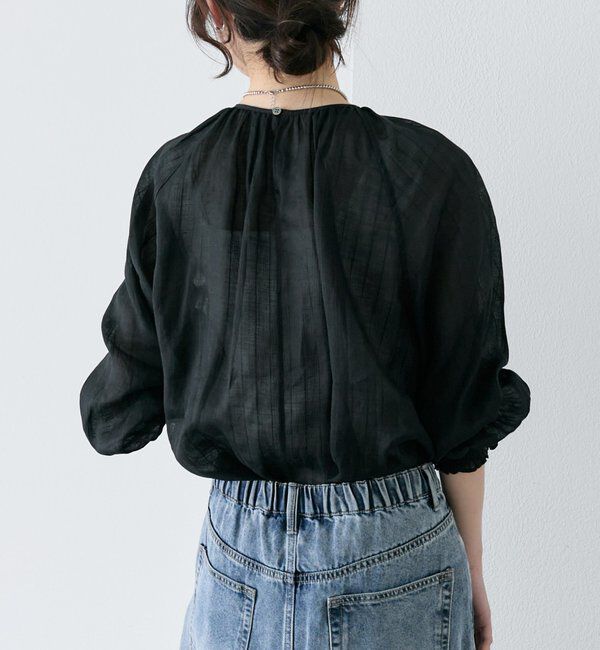  「ストライプラミーシャーリングカフブラウス」|プルオーバー|