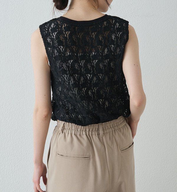  「ストレッチレースノースリーブTシャツ」|キャミソール|